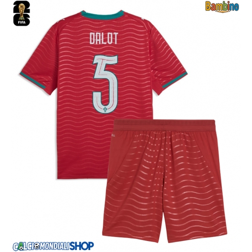 Maglie da calcio Portogallo Diogo Dalot #5 Prima Maglia Bambino Mondiali 2026  Manica Corta + Pantaloni corti)
